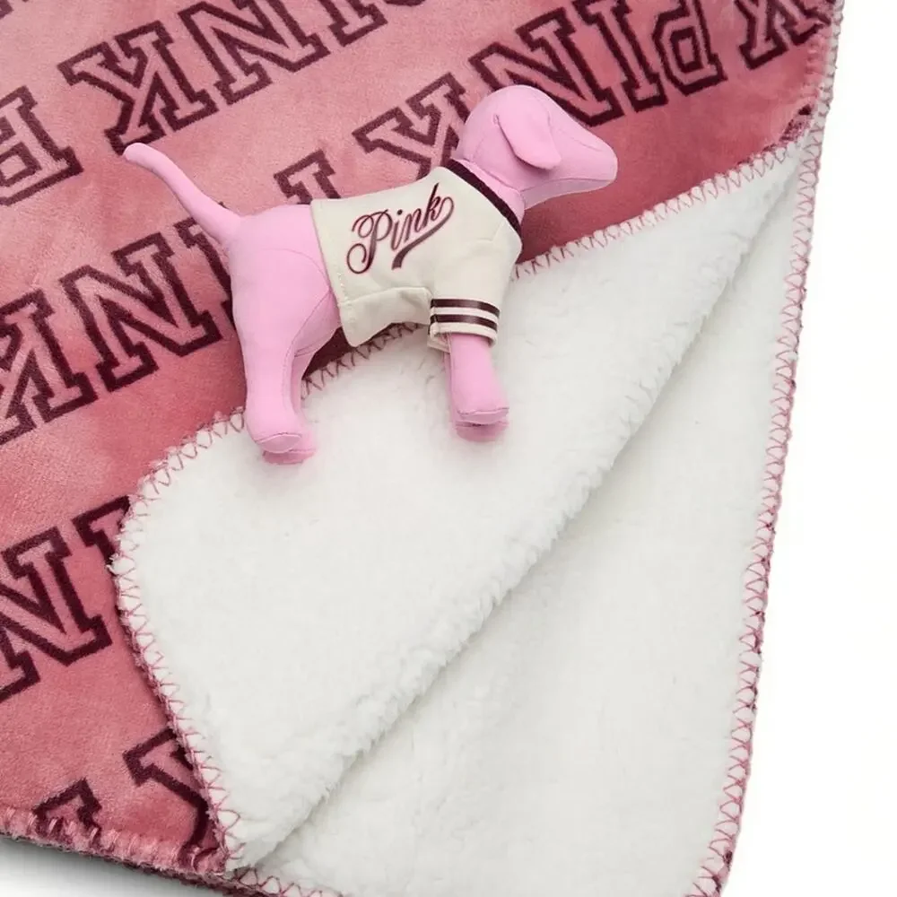 Victoria's Secret Pink Limited Edition Mini Dog + Cozy Logo Blanket NWT